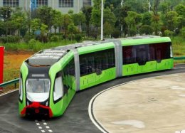 China testa trem sem condutor que circula por ruas em vez de trilhos.